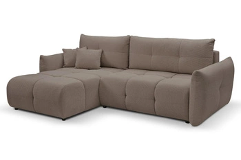 Moderní rohová sedací souprava s rozkladem levá do obýváku Bode cappuccino s úložným prostorem