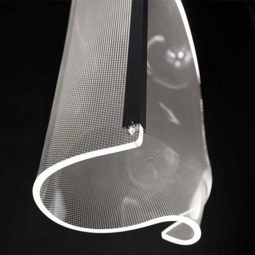 Závěsné LED svítidlo Cortina no. 1 moderní transparentní do obýváku a jídelny s nastavitelnou výškou