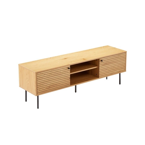 TV stolek dřevěný Lattes dub 150 cm moderní s lamelami na vysokých nohách do obýváku