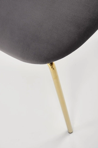 Čalouněná sametová židle Rachel šedá do jídelny a obýváku moderní na zlatých nohách