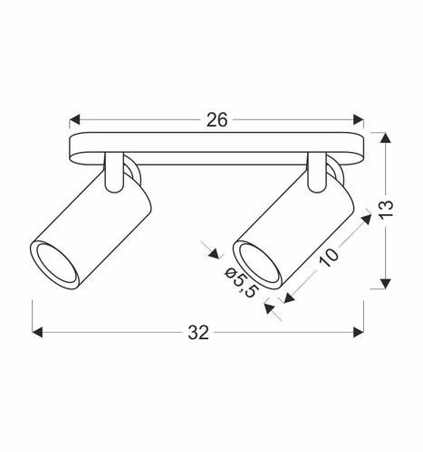 Stropní lampa Gary strip černá 2x15W GU10 stínidlo černé