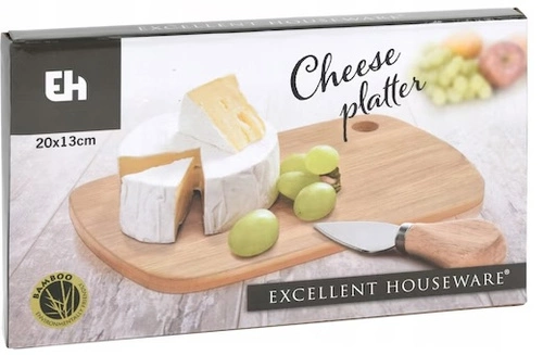 Intesi sada na sýr s bambusovým prkénkem a nožem na sýr obdélníková přírodní