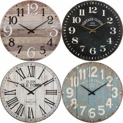 Retro nástěnné hodiny Alex 38 cm černé tiché do obýváku a ložnice Atmosphera