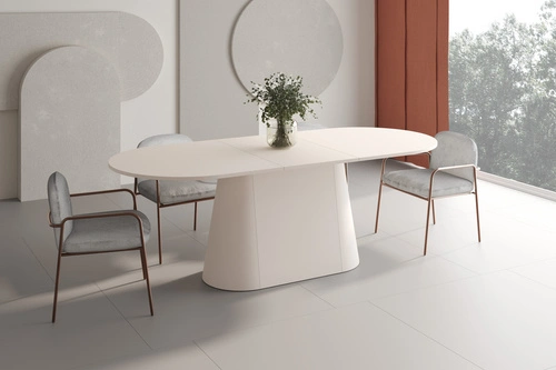 Rozkládací jídelní stůl Bayboro moderní na jedné noze 160 cm