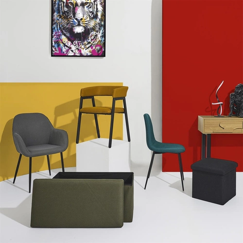 Žlutá čalouněná jídelní židle Craft Intesi s područkami, moderní do kuchyně