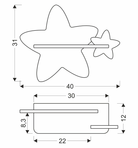 Dětské nástěnné LED svítidlo Star, klasické dřevěné zlaté, 5W