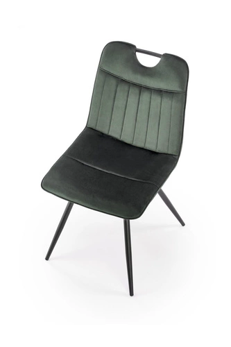 Jídelní židle Vivia Intesi zelená čalouněná sametová moderní na černých nohách