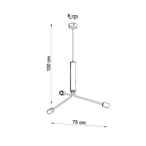 Moderní černý kovový lustr do obývacího pokoje 3ramenný DUOMO Sollux Lighting 75 cm