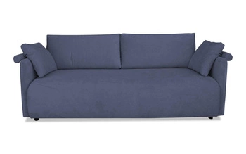 Rozkládací sametová pohovka Mondel tmavě modrá s úložným prostorem pro 3 osoby do obýváku na spaní