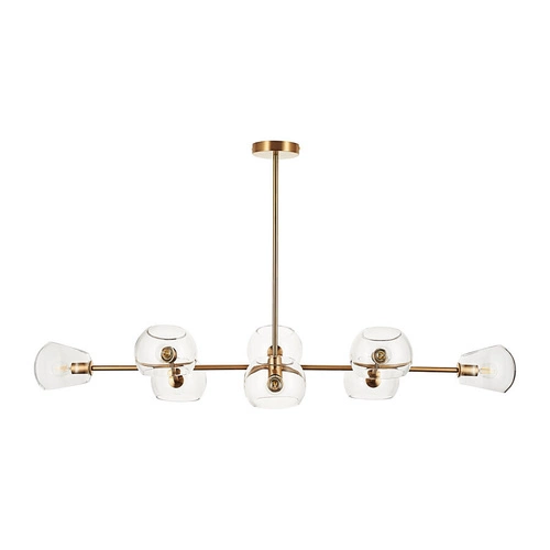 Moderní závěsné svítidlo COSMIC-8 zlaté 85 cm do obýváku a jídelny skleněné