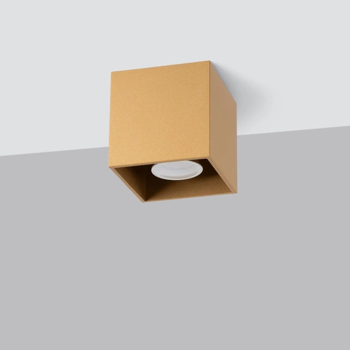 Stropní svítidlo čtvercové QUAD 1 zlaté kovové moderní do obývacího pokoje SOLLUX LIGHTING