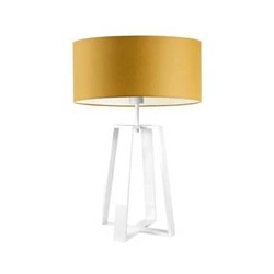 Noční lampa do ložnice Thor moderní žlutá s látkovým stínidlem na bílém podstavci 61 cm