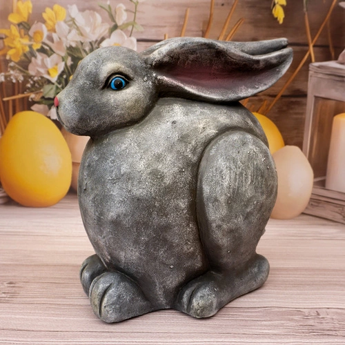Velikonoční dekorativní zajíc Intesi 36 cm šedý sedící figurka na stůl do obýváku jarní ozdoba