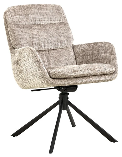 Otočná jídelní židle Edgar z béžového sametu s područkami