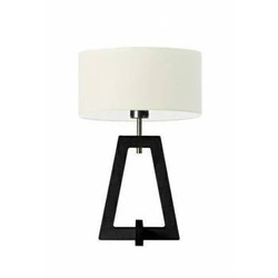 Noční lampička do ložnice Clio LYSNE moderní dřevěná s ecru stínidlem ebenový podstavec 47 cm
