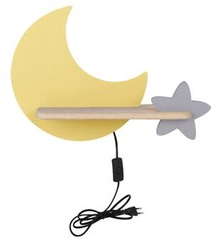 Nástěnná lampa Moon 5W LED 4000K iq kids s kabelem zlatá+šedá