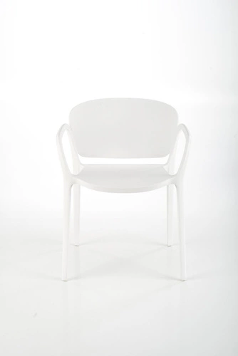 Bílá jídelní a zahradní židle Nadine z plastu, moderní, stohovatelná s područkami