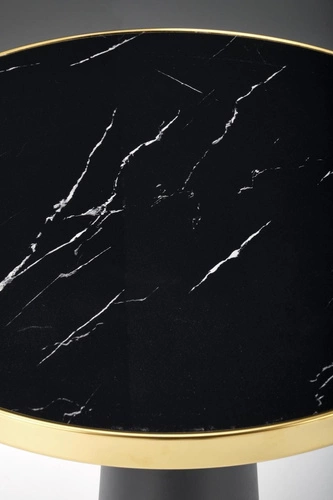 Kulatý jídelní stůl Nasoma černý mramor moderní glamour na jedné noze Intesi