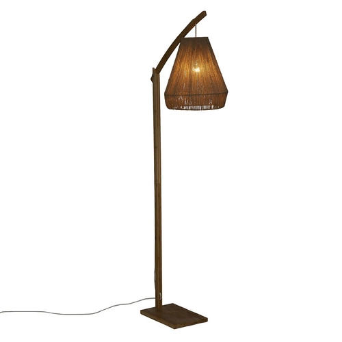 Stojací lampa boho Palm Atmosphera přírodní dřevěná do obýváku s bambusovým stínidlem