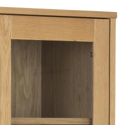 Dřevěná knihovna Nagano Actona do obýváku a kanceláře, skandinávský styl, hnědá s vitrínou 80 cm