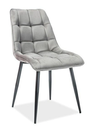 Čalouněná židle Plaid Velvet Intesi šedá sametová do jídelny a obývacího pokoje ve stylu glamour