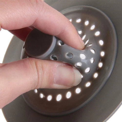 Kuchyňské sítko do dřezu Intesi šedé silikonové a nerezové moderní 11 cm