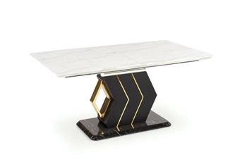Rozkládací stůl Wireno bílý mramor moderní do jídelny a obýváku na jedné noze 160–200 cm