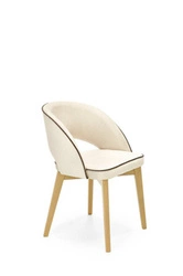 Čalouněná sametová jídelní židle Blanche skandinávská dub krémová s područkami