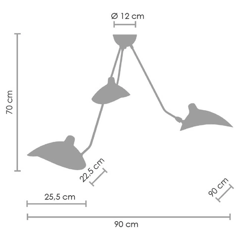 Závěsné svítidlo CRANE-3P černé moderní tříbodové nad jídelní stůl 90 cm