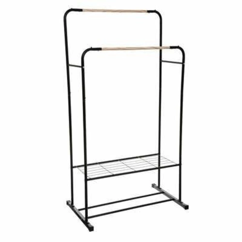 Artemis moderní stojanový věšák do předsíně dvojitý černý kov s policí 5five