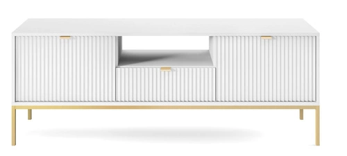 Vynikající velká komoda s drážkami na bílých/zlatých nohách