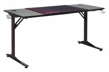 Herní stůl černý Vander Intesi moderní s držákem na nápoje a příslušenství 160x60 cm