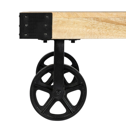 Konferenční stolek Silas mango obdélníkový loftový dřevěný na kolečkách do obýváku 117 cm Atmosphera