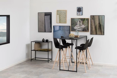 Barová židle Oslo černá skandinávská s opěrkou dřevěná do kuchyně a k ostrůvku 77 cm Actona