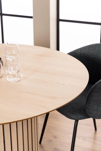 Jídelní kulatý stůl Linley 120 cm moderní přírodní dub na jedné noze Actona