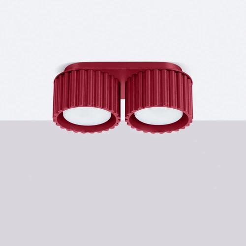 Moderní stropní svítidlo AURA 2 burgund kulaté do obýváku a kuchyně hliník