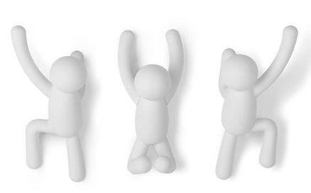 Nástěnný věšák Buddy bílý Umbra moderní do předsíně sada 3 ks