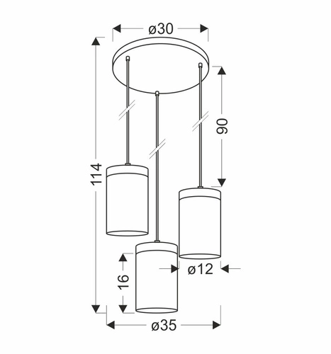 Wels závěsná lampa deska černá+dřevo 3x40W E27 kouřové stínidlo