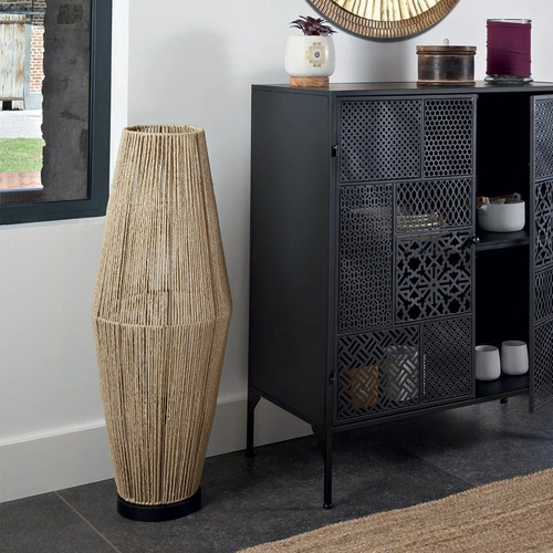 Stojací lampa do obýváku Aissa Atmosphera moderní hnědá přírodní na čtení 83 cm