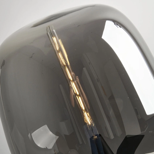 Moderní černá stolní lampa FATA s kouřovým sklem do obýváku nebo ložnice 46 cm Step into Design