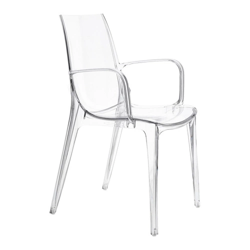 Moderní průhledná jídelní židle s područkami, stohovatelná SCAB Design Vanity