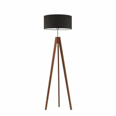 Stojací dřevěná lampa HAITI hnědá s glamour stínidlem do obýváku a ložnice Lysne