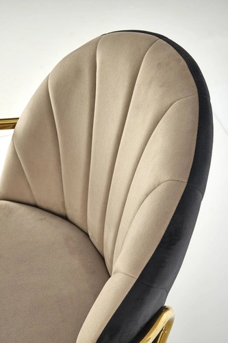 Čalouněná sametová židle Rebbeca Intesi béžová s područkami glamour do jídelny