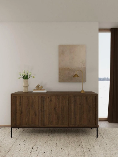 Komoda Palmdale kouřový dub moderní na černých nožkách 80 cm