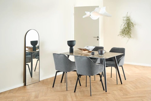 Jídelní stůl Wicklow 140x80 moderní béžový keramika na černých nohách Actona