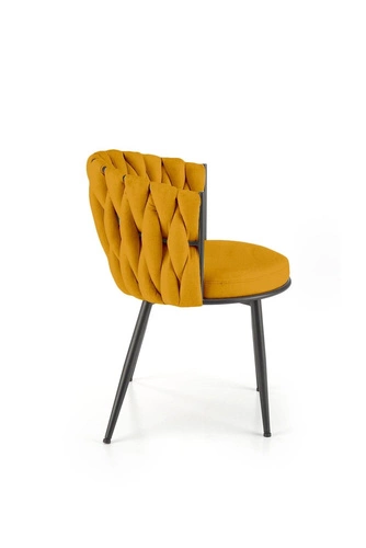 Čalouněná jídelní židle Wendy v hořčicové barvě, moderní, na černých nohách, do jídelny a obýváku Intesi