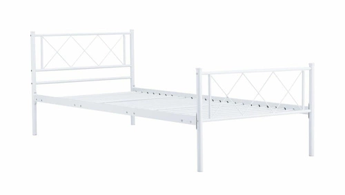 Kovová postel Muriel bílá 90x200 do ložnice nebo studentského pokoje skandinávský styl s roštem
