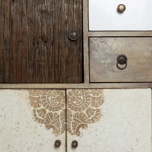 Rustikální dřevěná komoda s šuplíky Koval multicolor do obýváku 115 cm Atmosphera