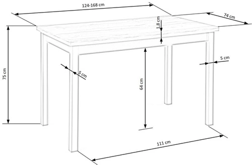 Rozkládací jídelní stůl Regie dub wotan černý moderní loft 124–168 cm Intesi