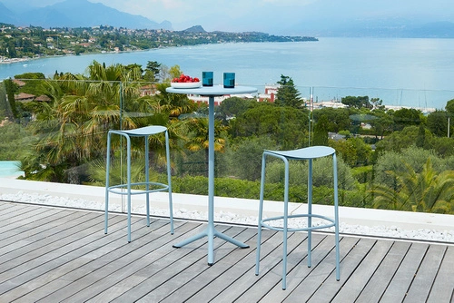 Kovová barová židle Trick 75 cm modrá moderní do kuchyně a na ostrůvek SCAB Design